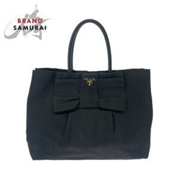 Prada Tessuto black bag tote ribbon nylon - Picture 1 of 9